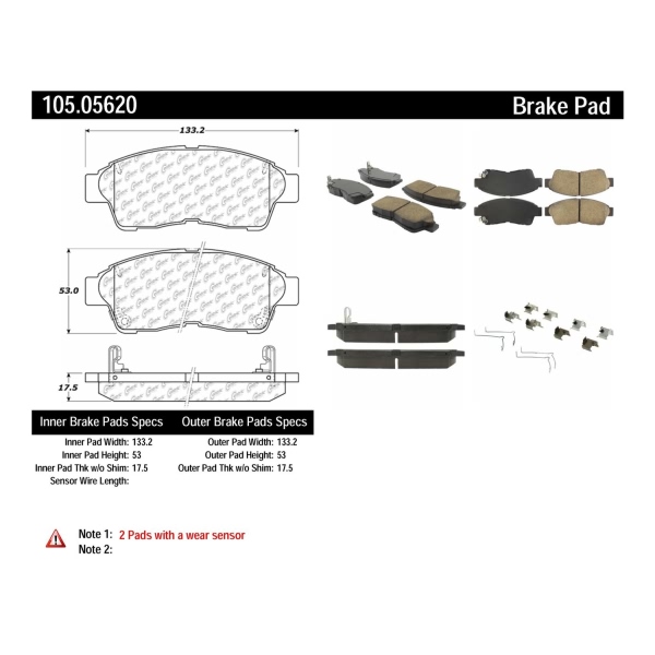 Centric Posi Quiet™ Ceramic Front Disc Brake Pads 105.05620