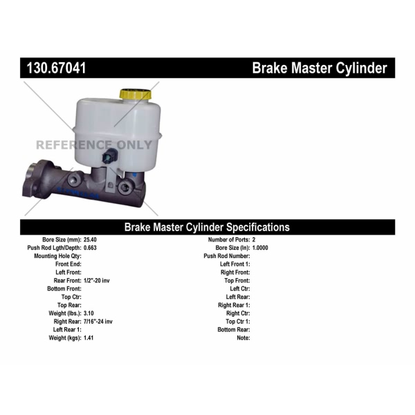 Centric Premium Brake Master Cylinder 130.67041
