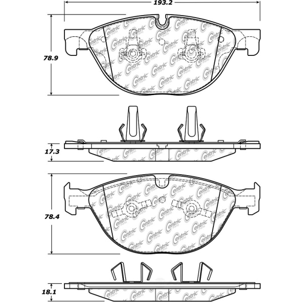 Centric Posi Quiet™ Semi-Metallic Front Disc Brake Pads 104.17500