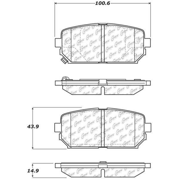 Centric Premium Semi-Metallic Rear Disc Brake Pads 300.12960