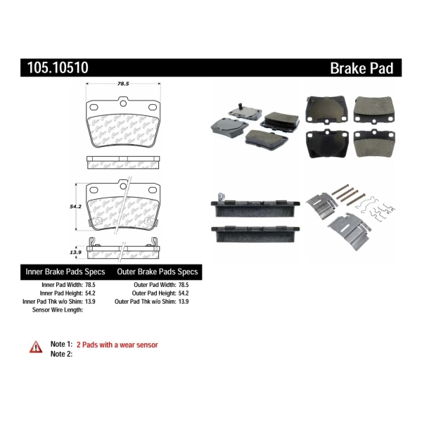 Centric Posi Quiet™ Ceramic Rear Disc Brake Pads 105.10510