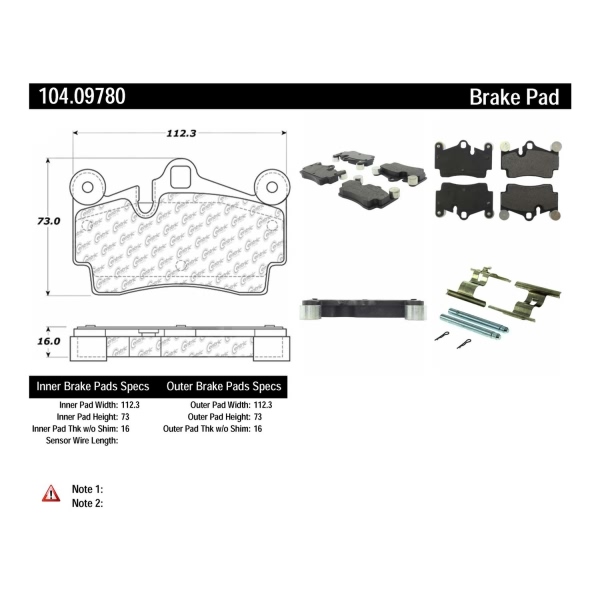 Centric Posi Quiet™ Semi-Metallic Rear Disc Brake Pads 104.09780