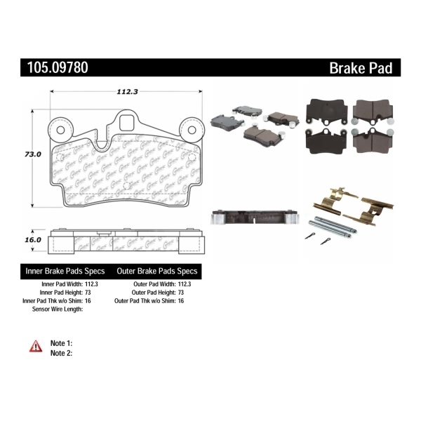 Centric Posi Quiet™ Ceramic Rear Disc Brake Pads 105.09780