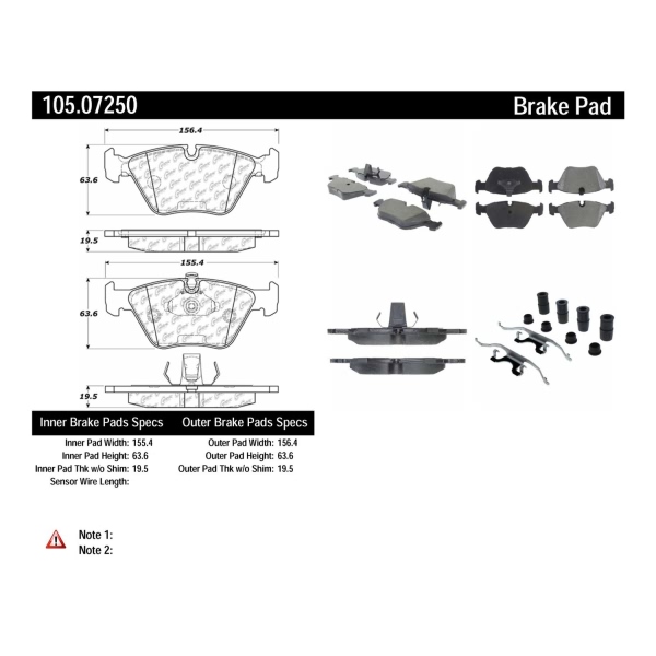 Centric Posi Quiet™ Ceramic Front Disc Brake Pads 105.07250