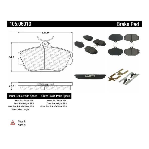 Centric Posi Quiet™ Ceramic Front Disc Brake Pads 105.06010