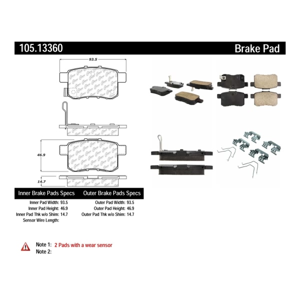 Centric Posi Quiet™ Ceramic Brake Pads With Shims And Hardware 105.13360