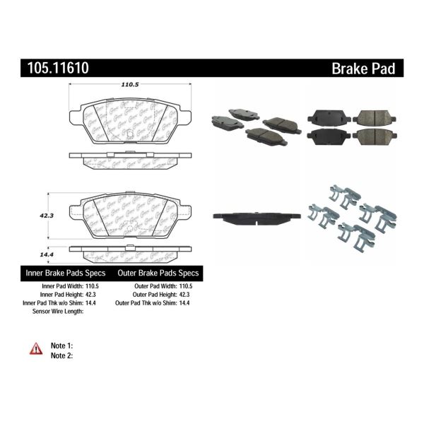 Centric Posi Quiet™ Ceramic Rear Disc Brake Pads 105.11610