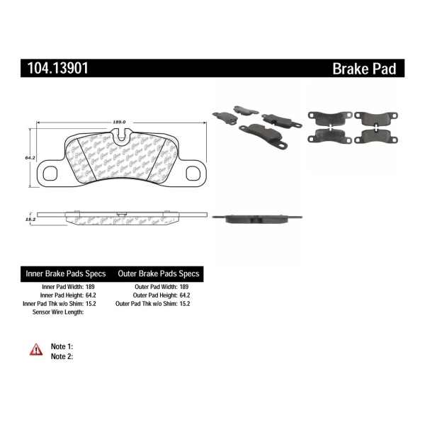 Centric Posi Quiet™ Semi-Metallic Rear Disc Brake Pads 104.13901