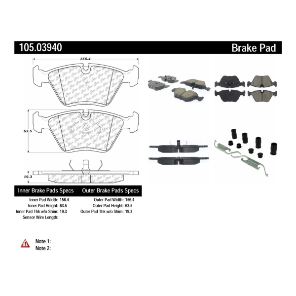 Centric Posi Quiet™ Ceramic Front Disc Brake Pads 105.03940