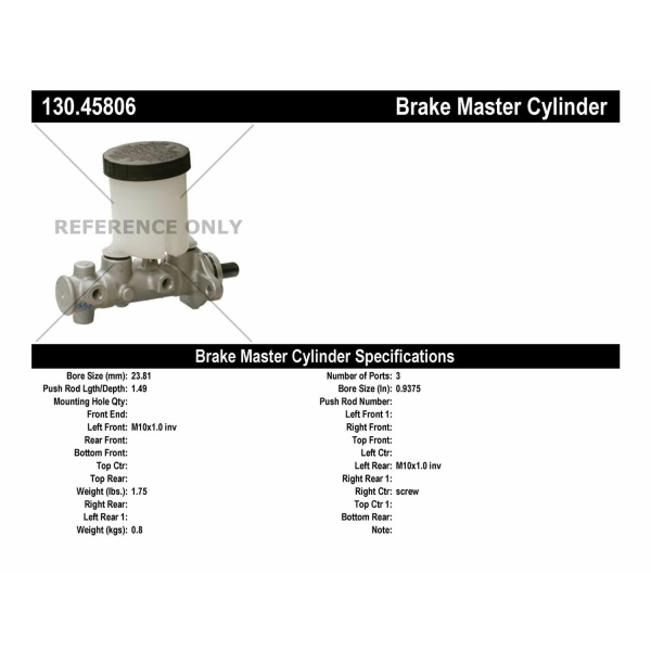 Centric Premium Brake Master Cylinder 130.45806