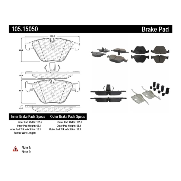 Centric Posi Quiet™ Ceramic Front Disc Brake Pads 105.15050