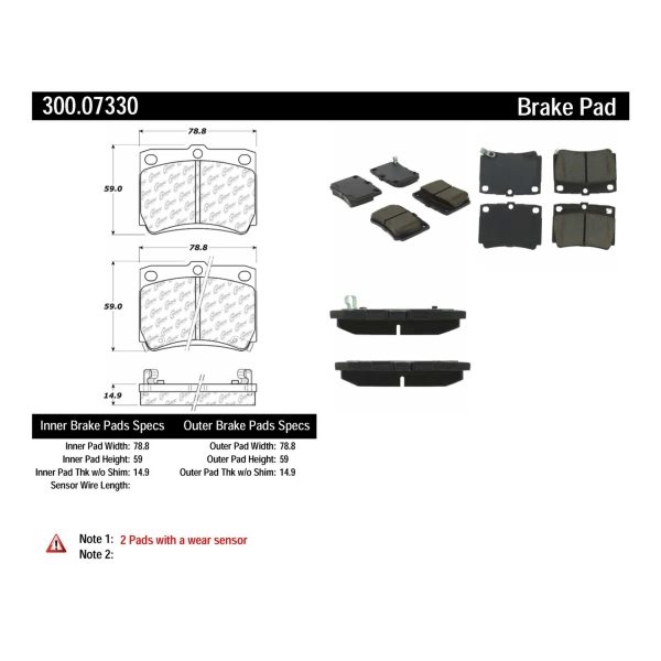 Centric Premium Semi-Metallic Rear Disc Brake Pads 300.07330