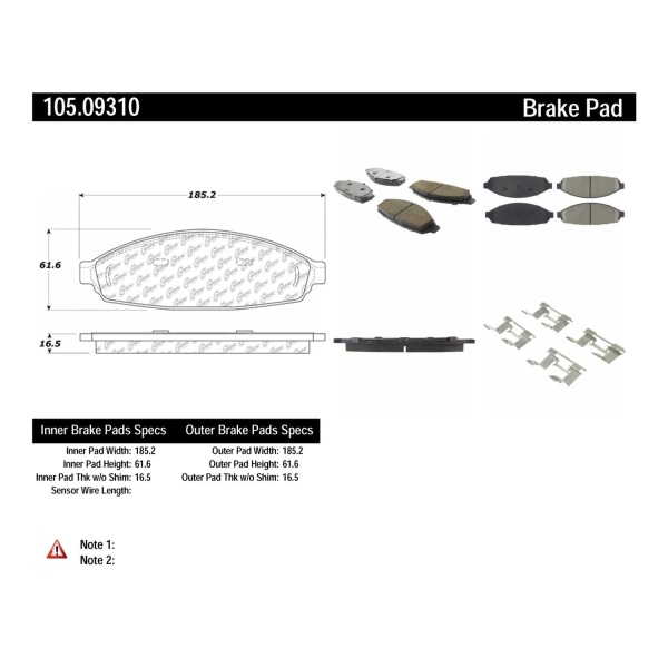 Centric Posi Quiet™ Ceramic Front Disc Brake Pads 105.09310