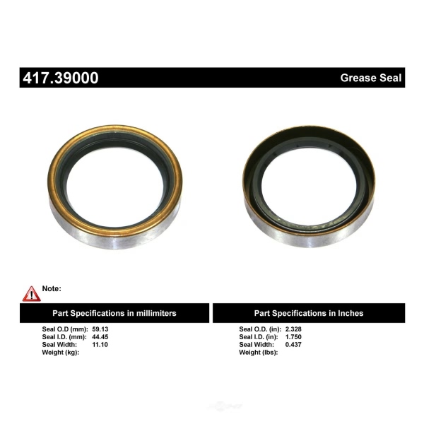 Centric Premium™ Front Wheel Seal 417.39000