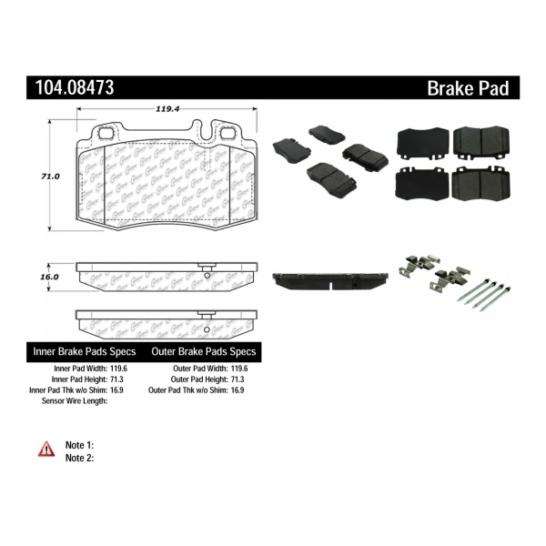 Centric Posi Quiet™ Semi-Metallic Front Disc Brake Pads 104.08473
