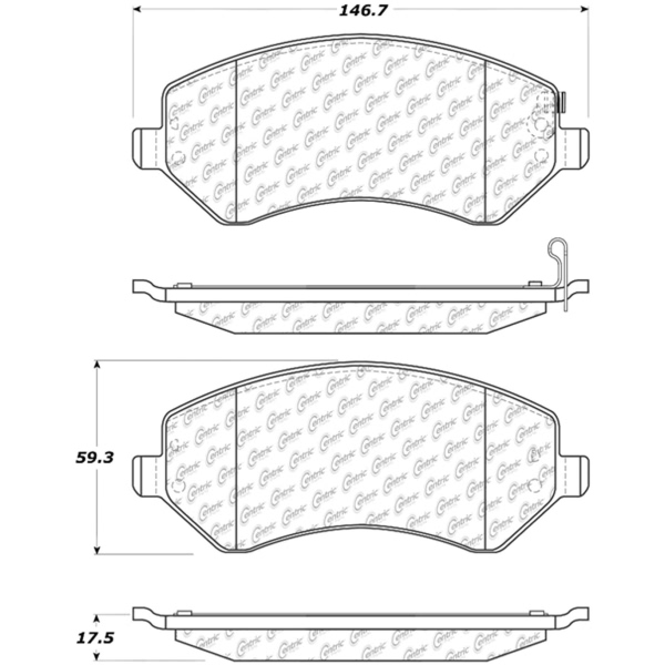 Centric Posi Quiet™ Semi-Metallic Front Disc Brake Pads 104.08560