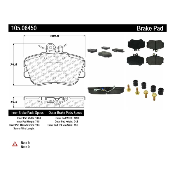 Centric Posi Quiet™ Ceramic Front Disc Brake Pads 105.06450