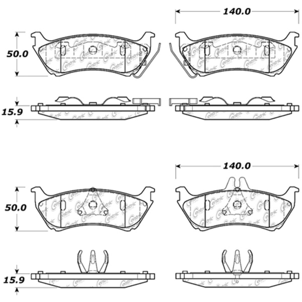 Centric Premium Semi-Metallic Rear Disc Brake Pads 300.08750