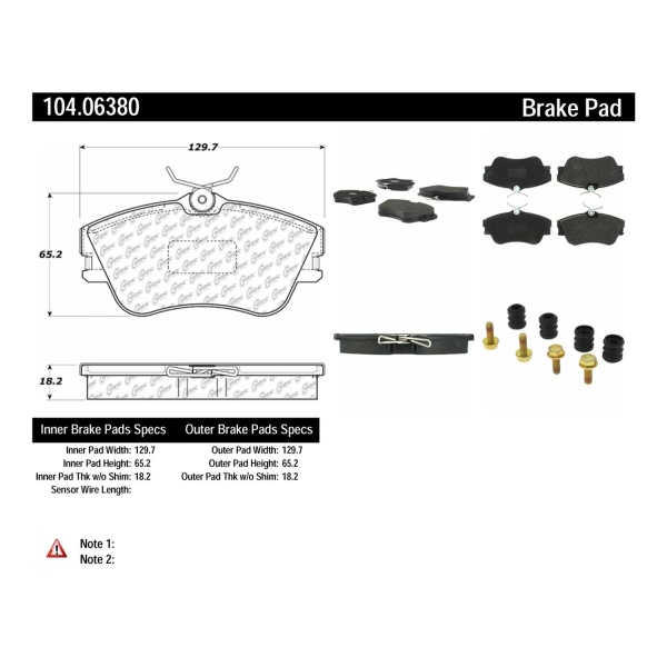 Centric Posi Quiet™ Semi-Metallic Front Disc Brake Pads 104.06380