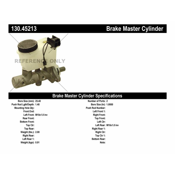 Centric Premium Brake Master Cylinder 130.45213