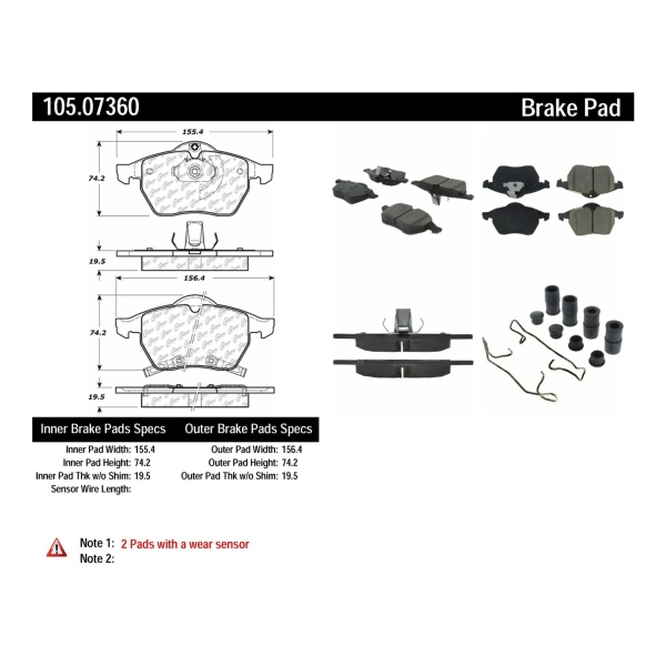 Centric Posi Quiet™ Ceramic Front Disc Brake Pads 105.07360