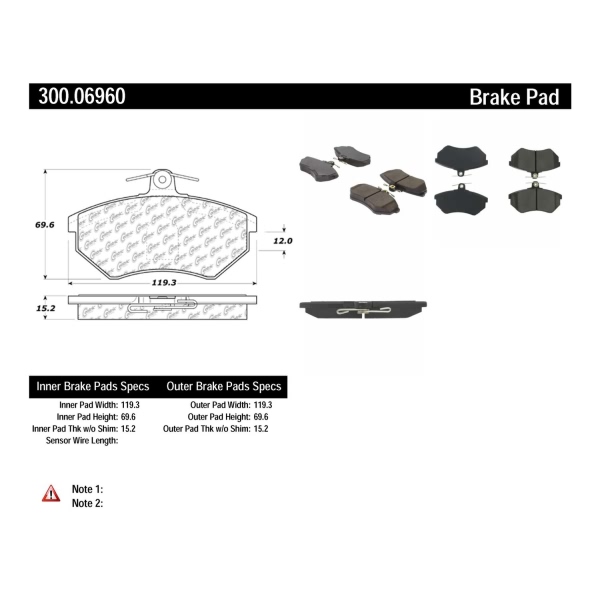 Centric Premium Semi-Metallic Front Disc Brake Pads 300.06960