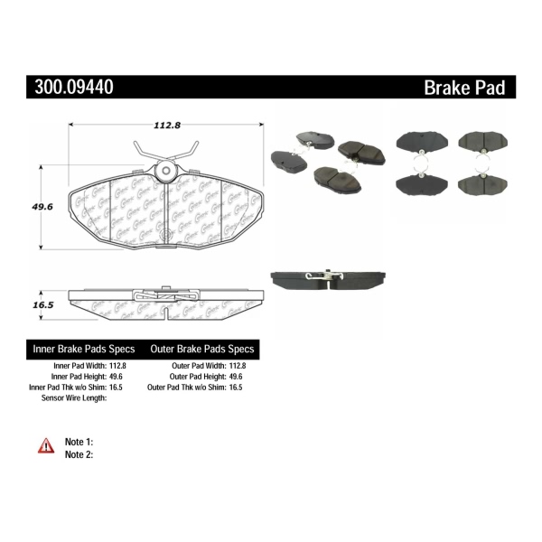 Centric Premium Semi-Metallic Rear Disc Brake Pads 300.09440