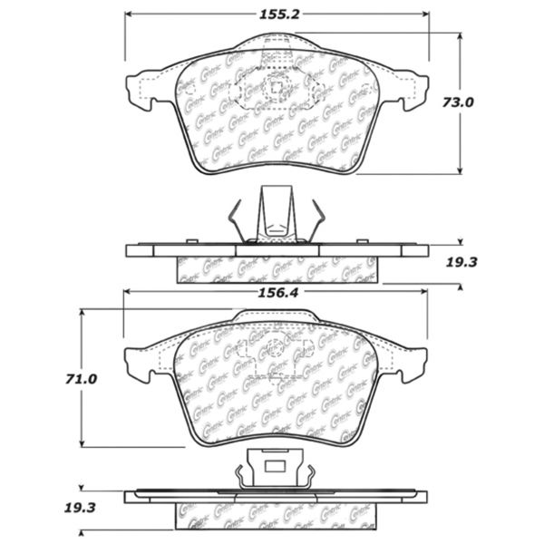 Centric Posi Quiet™ Semi-Metallic Front Disc Brake Pads 104.09154