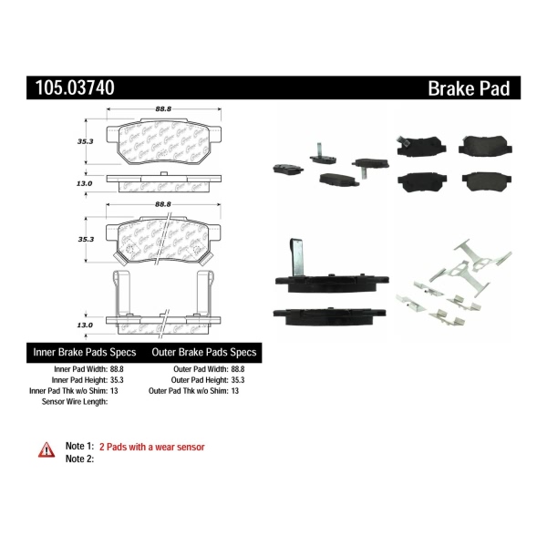 Centric Posi Quiet™ Ceramic Front Disc Brake Pads 105.03740