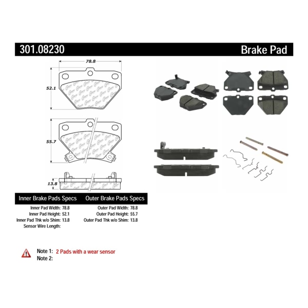 Centric Premium Ceramic Rear Disc Brake Pads 301.08230