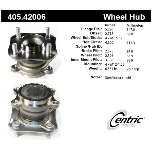 Centric Premium™ Hub And Bearing Assembly 405.42006