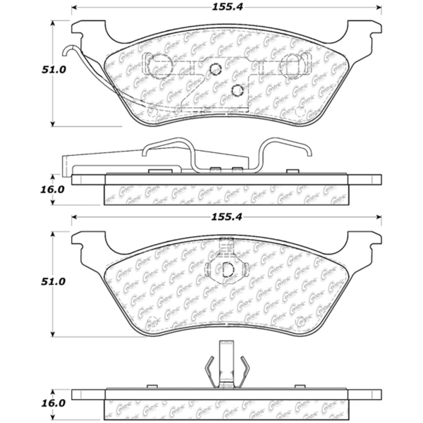 Centric Posi Quiet™ Extended Wear Semi-Metallic Rear Disc Brake Pads 106.08580