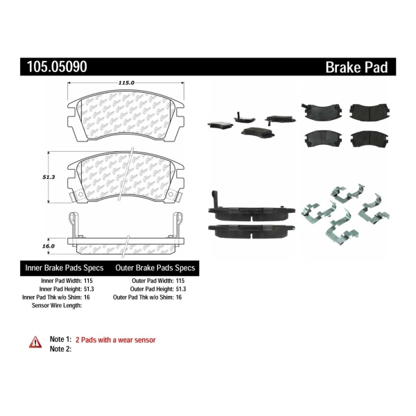 Centric Posi Quiet™ Ceramic Front Disc Brake Pads 105.05090