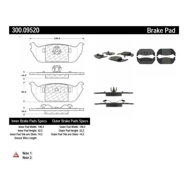 Centric Premium Semi-Metallic Rear Disc Brake Pads 300.09520