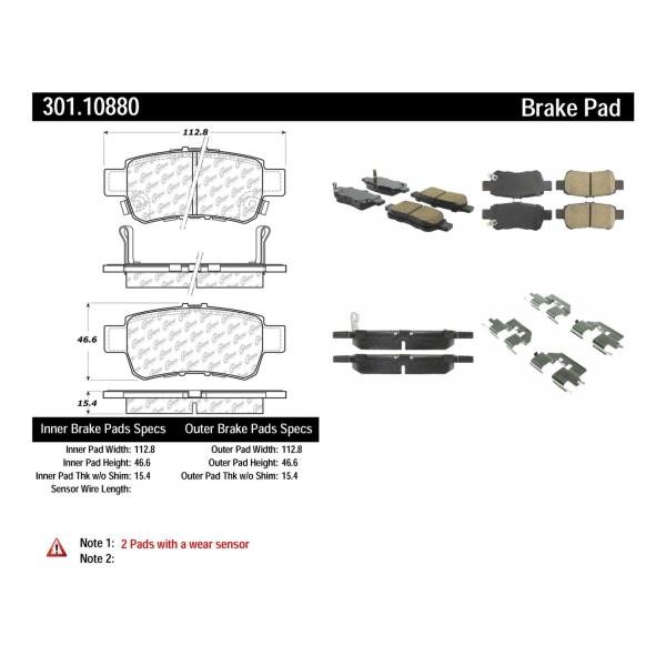 Centric Premium Ceramic Rear Disc Brake Pads 301.10880