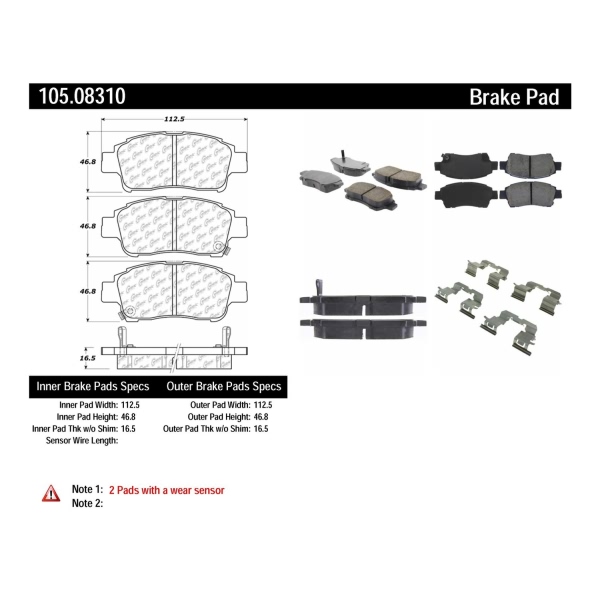 Centric Posi Quiet™ Ceramic Front Disc Brake Pads 105.08310