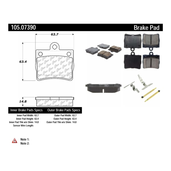 Centric Posi Quiet™ Ceramic Rear Disc Brake Pads 105.07390