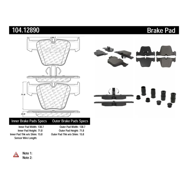 Centric Posi Quiet™ Semi-Metallic Front Disc Brake Pads 104.12890