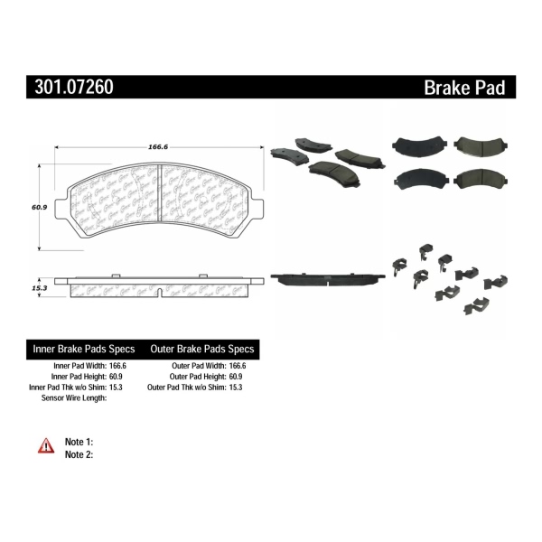 Centric Premium Ceramic Front Disc Brake Pads 301.07260