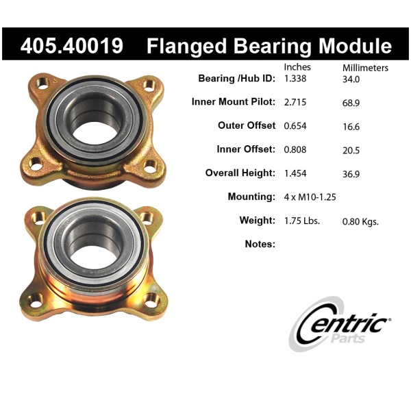 Centric Premium™ Front Passenger Side Wheel Bearing Module 405.40019