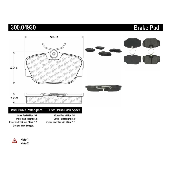 Centric Premium Semi-Metallic Front Disc Brake Pads 300.04930
