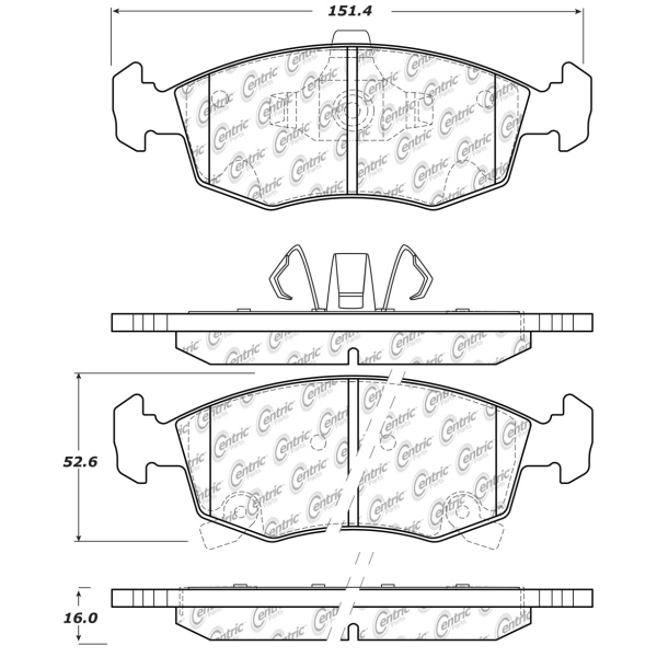 Centric Premium Ceramic Front Disc Brake Pads 301.15680