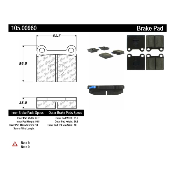 Centric Posi Quiet™ Ceramic Front Disc Brake Pads 105.00960