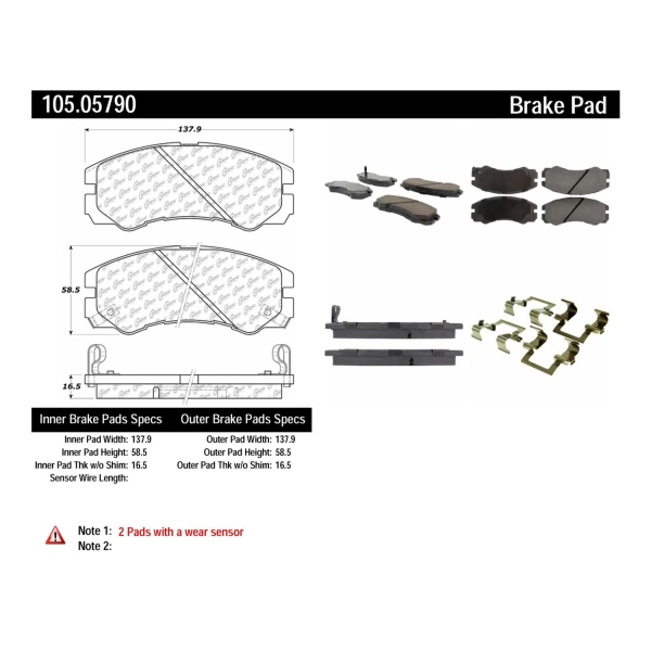 Centric Posi Quiet™ Ceramic Front Disc Brake Pads 105.05790