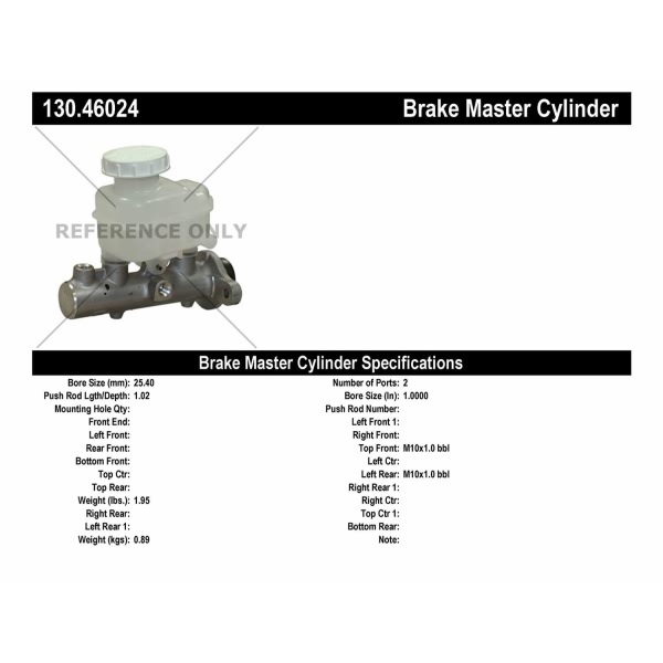 Centric Premium Brake Master Cylinder 130.46024