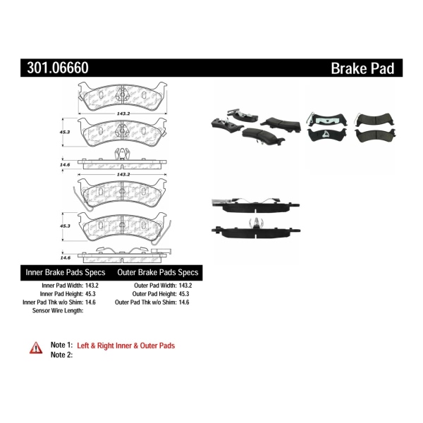 Centric Premium Ceramic Rear Disc Brake Pads 301.06660