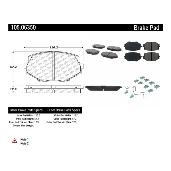 Centric Posi Quiet™ Ceramic Front Disc Brake Pads 105.06350