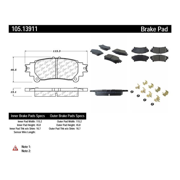 Centric Posi Quiet™ Ceramic Rear Disc Brake Pads 105.13911