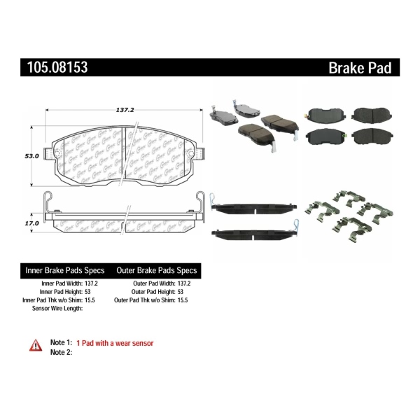 Centric Posi Quiet™ Ceramic Front Disc Brake Pads 105.08153