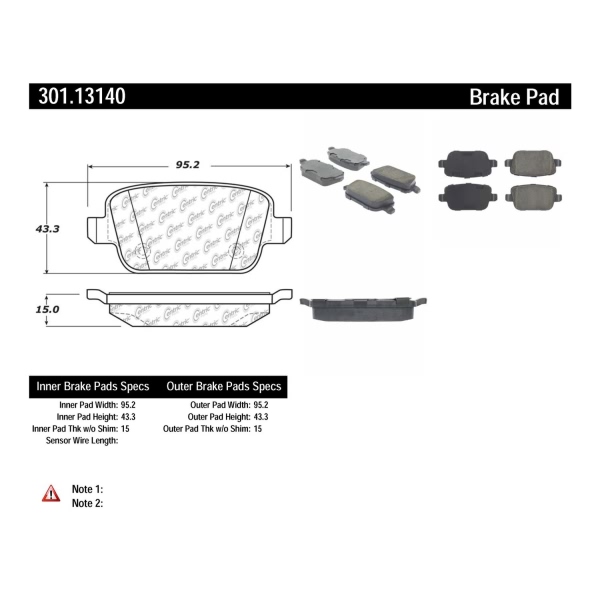 Centric Premium Ceramic Rear Disc Brake Pads 301.13140